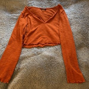 SHEIN Super Cropped Orange Waffle knit Top